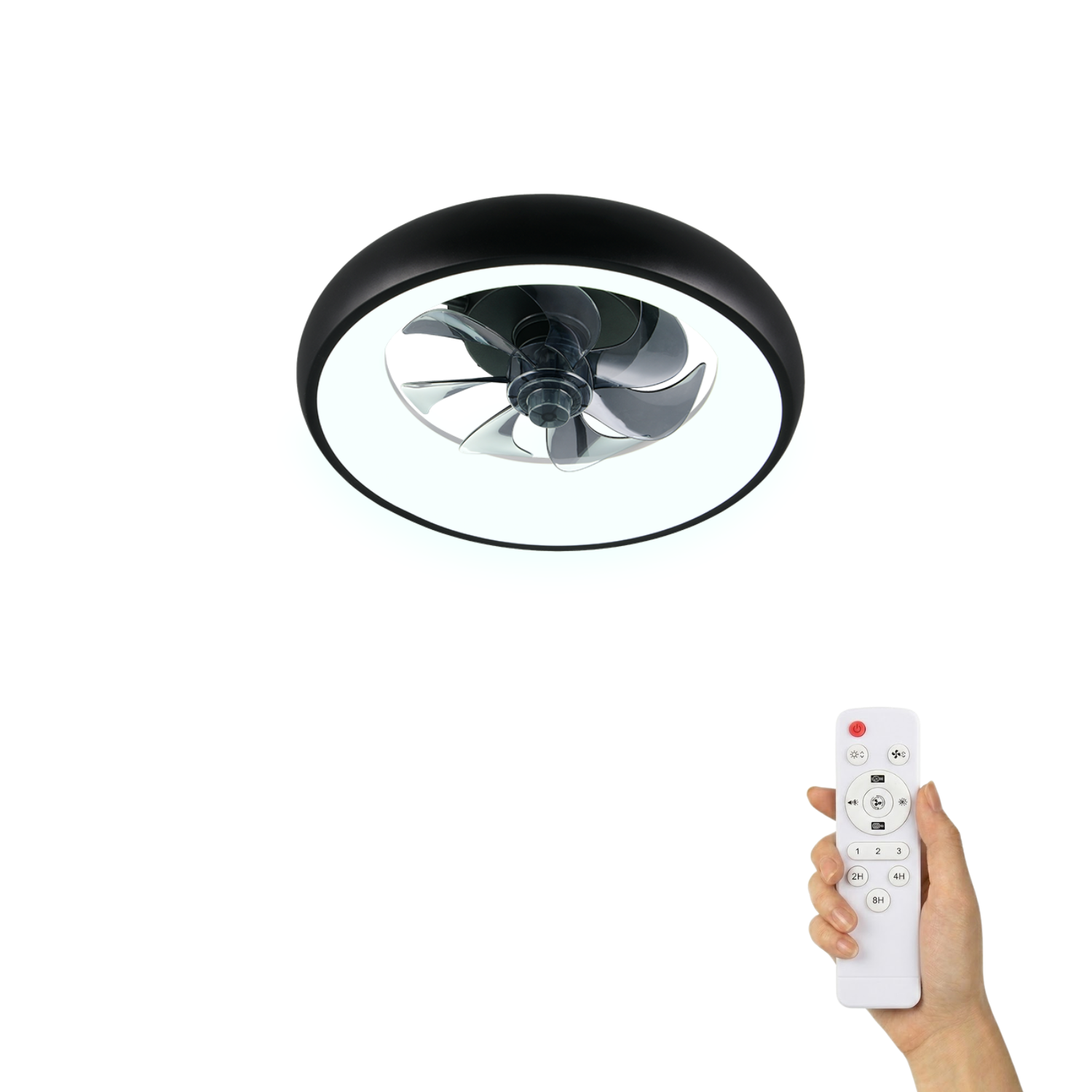 Fantiluxe Saga Ventilateur de plafond, Ø40 cm, Télécommande, Noir